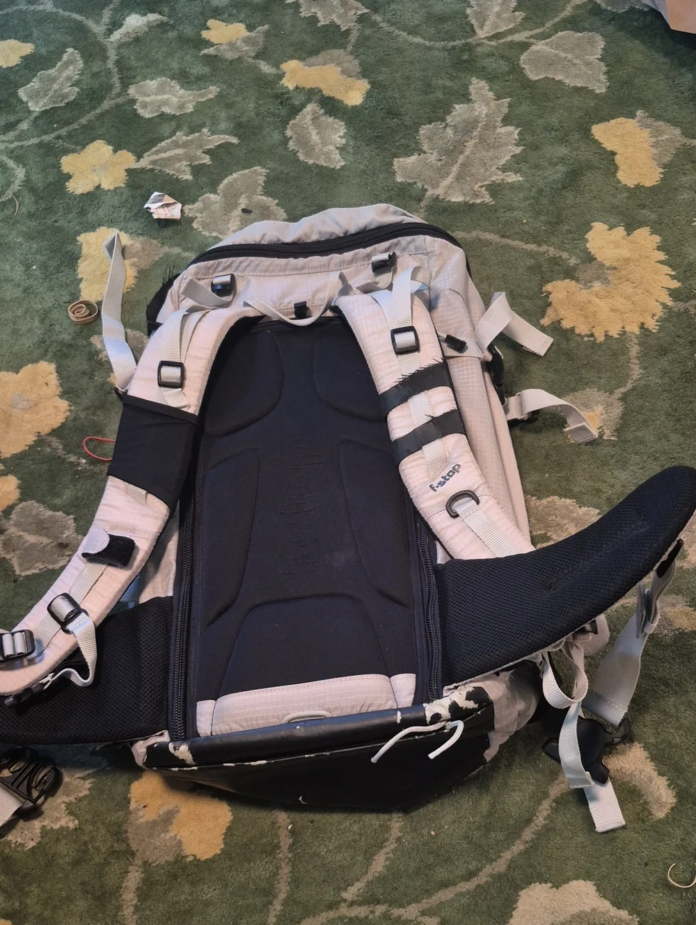 Light Gray and Black Men's Hiking Backpack with Padded Back Panel